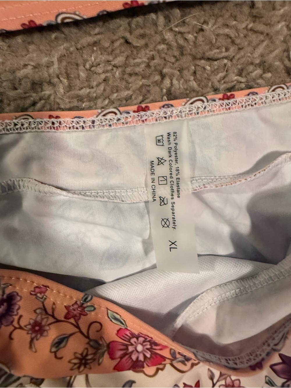 Floral Triangle Bikini Set in Cream with Pink and Peach Flowers - Picture 3 of 4